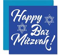 Biglietto di auguri con scritta "Bar Mitzvah" ragazzi con scritta in lingua inglese "Happy Bar Mitzvah Mazel Tov Good Luck Congratulations Bar Mitzvah regali ragazzi 145mm