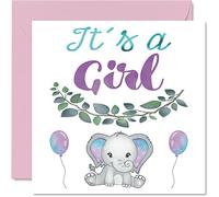 Stuff4 Biglietto di auguri con scritta in inglese It's a Girl (lingua italiana non garantita), per neonata, con scritta in lingua inglese Welcome To The World, 145 mm (lingua italiana non garantita)
