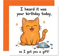 Stuff4 Biglietto di auguri di compleanno con gatto sfacciato con un regalo