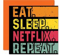 Biglietto di auguri di compleanno divertente lei lui mangiare dormire NF ripetizione gli amanti del cinema 145mm biglietti di auguri tutte le occasioni bambini adulti