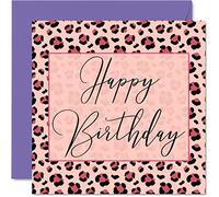 Biglietto di auguri di compleanno per donne per lei stampa leopardata rosa - Pretty Best Friend Happy Birthday Card 145mm