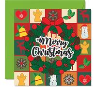 Stuff4 Biglietto di auguri di Natale donne e uomini con scritta in lingua inglese A Festive Merry Christmas biglietto di auguri di Natale tutte le famiglie 145 mmx145 mm regalo di Natale