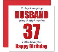 Stuff4 Biglietto di auguri divertente il 37° compleanno del marito con scritta in inglese 37 I Still Love You biglietto di auguri umoristico marito da parte della moglie partner trentasette