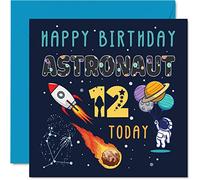 Biglietto di auguri il 12° compleanno ragazzo astronauta spaziale cosmo - biglietto di auguri di compleanno 12 anni 145mm figlio figlia nipote nipote nipote