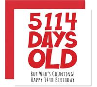 Stuff4 Biglietto di auguri il 14° compleanno ragazzi e ragazze lui e lei 5114 giorni divertente biglietto di auguri il quattordicesimo compleanno fratello sorella figlio figlia