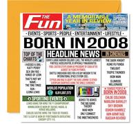 Biglietto di auguri il 16° compleanno ragazzi e ragazze con scritta in lingua inglese "Born In 2008 Newspaper" (lingua italiana non garantita) biglietto di auguri il 16° compleanno