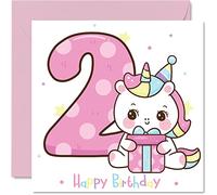 Biglietto di auguri il 2° compleanno ragazza con unicorno magico biglietto di auguri 2 anni ragazze 145mm biglietto di auguri figlia nipote bambini