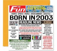 Stuff4 Biglietto di auguri il 21° compleanno uomini e donne con giornale Born In 2003 Happy 21 Birthday Card figlio figlia cugino vintage retro nel 2003 145mm Twenty-One