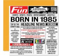 Biglietto di auguri il 39° compleanno uomo e donna con giornale Born In 1985 biglietto di auguri il 39° compleanno fratello sorella amici vintage retro 1985 145mm