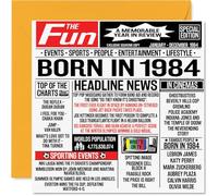 Stuff4 Biglietto di auguri il 40° compleanno uomini e donne con scritta in lingua inglese Born In 1984 Newspaper (lingua italiana non garantita) biglietto di auguri il 40° compleanno