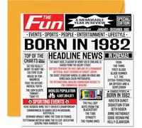 Stuff4 Biglietto di auguri il 42° compleanno uomini e donne con giornale Born In 1982 Happy 42 Birthday Card mamma papà zio zia vintage retro nel 1982 145mm 42 biglietti di