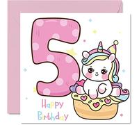 Biglietto di auguri il 5° compleanno ragazza con unicorno magico biglietto di auguri 5° compleanno ragazza 145mm biglietto di auguri figlia nipote bambini