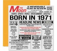 Biglietto di auguri il 53° compleanno uomini e donne con scritta in lingua inglese "Born In 1971 Newspaper" (lingua italiana non garantita) biglietto di auguri il 53° compleanno