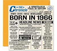 Biglietto di auguri il 58° compleanno uomini e donne con giornale Born In 1966 biglietto di auguri il 58° compleanno mamma papà zio zia vintage retro nel 1966 145mm