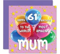 Stuff4 Biglietto di auguri il 61° compleanno della mamma con scritta World's Most Amazing Mum 61° compleanno mamma da figlia e figlio 145mm 61 anni mamma mamma