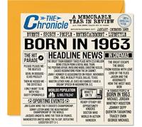 Stuff4 Biglietto di auguri il 61° compleanno uomini e donne con giornale Born In 1963 Happy 61 Birthday Card for Grandad Grandma Nan Vintage Retro Back In 1963 145mm Sessantuno