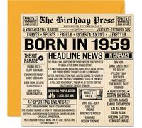 Biglietto di auguri il 65° compleanno uomini e donne con giornale Born In 1959 Happy 65 Birthday Card for Grandad Grandma Nan Vintage Retro In 1959 145mm Sessantacinque