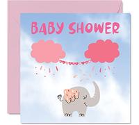 Biglietto di auguri la nascita di un bambino con elefante baby shower con scritta in lingua inglese "Well Done Congrats New Baby Cards Welcome To The World" 145mm genitori