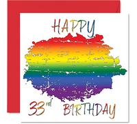 Stuff4 Biglietto di auguri LGBT 33° compleanno partner con scritta in lingua inglese Happy 33rd Birthday il trentatreesimo compleanno LGBT partner della fidanzata e fidanzato 145mm