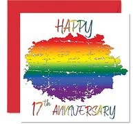 Stuff4 Biglietto di auguri LGBT per il 17° anniversario di matrimonio per marito, moglie, Happy Aniversary, 145 mm x 145 mm Gay Pride LGBT per diciassettesimo anniversario