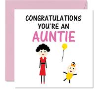 Stuff4 Biglietto di auguri nascita con scritta in lingua inglese Congratulations You're an Auntie con scritta in lingua inglese Well Done Congrats New Baby Cards Welcome To The World 145mm