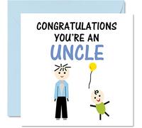 Stuff4 Biglietto di auguri neonato con scritta in lingua inglese Congratulations You're an Uncle con scritta in lingua inglese Well Done Congrats New Baby Cards Welcome To The World 145mm