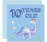 Stuff4 Biglietto di auguri per 10° compleanno, dinosauro e palloncini