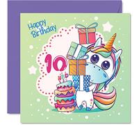 Stuff4 Biglietto di auguri per 10° compleanno ragazza, biglietto di compleanno magico con unicorno, biglietto di auguri per 10 anni, 145 mm x 145 mm, per figlia, nipote, bambini, bambini