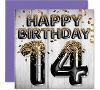 Biglietto di auguri per 14° compleanno per ragazzi con palloncini glitterati neri e dorati per 14 anni ragazzo figlio nipote cugino 145mm per quattordici quattordicesimo biglietto di auguri regalo