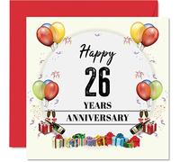 Stuff4 Biglietto di auguri per 26° anniversario per marito, moglie, festa di anniversario, per il 26° anniversario di matrimonio, 145 mm x 145 mm, per ventisei anniversari
