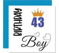 Stuff4 Biglietto di auguri per 43° compleanno da uomo, per ragazzo, per 43 anni, papà, fratello, zio, cugino, amico, nipote, 145 mm x 145 mm, regalo per quarantatré compleanno