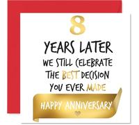 Stuff4 Biglietto di auguri per 8° anniversario di matrimonio, per donne e uomini, per celebrare la migliore decisione, biglietto di auguri per 8° anniversario di matrimonio, moglie, compagno, partner