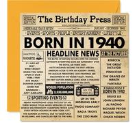 Stuff4 Biglietto di auguri per 84° compleanno per uomo e donna, con scritta in lingua inglese Born In 1940 Newspaper (lingua italiana non garantita)