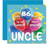 Stuff4 Biglietto di auguri per 86° zio, World's Most Amazing Uncle