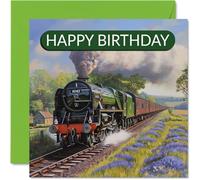 Stuff4 Biglietto di auguri per gli appassionati di treni, con treni a vapore, biglietto di auguri per amici, familiari, colleghi, 145 x 145 mm, locomotiva a vapore