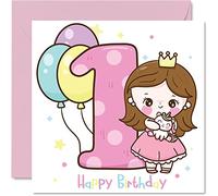 Stuff4 Biglietto di auguri per il 1° compleanno per bambina, fatina magica, biglietto di auguri di compleanno per bambina, 145 mm x 145 mm, biglietto di auguri per figlia, nipote, bambini