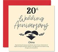 Stuff4 Biglietto di auguri per il 20° anniversario di matrimonio, per marito, moglie, fidanzato, fidanzata, 20° anniversario di matrimonio, per donne, uomini, per lei, lui, 145 mm