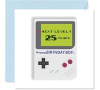 Stuff4 Biglietto di auguri per il 25° compleanno - Level Up the Laughs - Retro Gaming Console Design con audace 'NEXT LEVEL! 25 YEARS' Graphic - 14 cm quadrato, busta inclusa