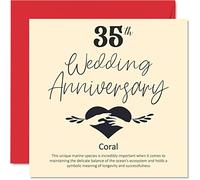 Stuff4 Biglietto di auguri per il 35° anniversario per marito, moglie, fidanzato, fidanzato, fidanzato, 35° anniversario di matrimonio, corallo, per donne, uomini, lei, lui, 145 mm x 145 mm