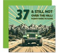 Stuff4 Biglietto di auguri per il 37° compleanno per uomini e donne - Still Not Over The Hill - Biglietto di auguri di compleanno per 37 anni, uomo, donna, figlia, zio, nipote, moglie, 14 cm