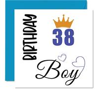 Stuff4 Biglietto di auguri per il 38° compleanno da uomo, per ragazzo, per 38 anni, figlio, fratello, zio, cugino, amico, nipote, 145 mm x 145 mm, trentotto trentottesimo compleanno