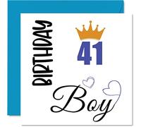 Stuff4 Biglietto di auguri per il 41° compleanno da uomo, per ragazzo, per 41 anni, papà, fratello, zio, cugino, amico, nipote, 145 mm x 145 mm, per quarantuno quarantunesimo compleanno