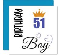 Stuff4 Biglietto di auguri per il 51° compleanno da uomo, con scritta in lingua inglese Birthday Boy (lingua italiana non garantita)