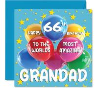 Stuff4 Biglietto di auguri per il 66° compleanno del nonno, con scritta in lingua inglese World's Most Amazing Grandad (lingua italiana non garantita)