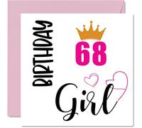 Stuff4 Biglietto di auguri per il 68° compleanno da donna, per ragazza, per 68 anni, nonna, nonna, mamma, zia, sorella, 145 mm x 145 mm, sessantotto sessantottesimo compleanno