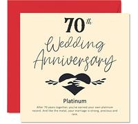 Stuff4 Biglietto di auguri per il 70° anniversario per marito, moglie, fidanzato, fidanzato, 70° anniversario di matrimonio, in platino, per donne, uomini, lei, lui, 145 mm x 145 mm
