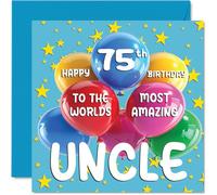 Stuff4 Biglietto di auguri per il 75° zio - World's Most Amazing Uncle - Biglietto di auguri per il 75° compleanno dello zio da nipote nipote, 145 mm x 145 mm, età 75 anni