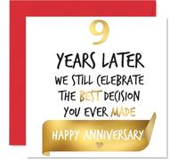 Stuff4 Biglietto di auguri per il 9° anniversario di matrimonio, per donne e uomini, per festeggiare la migliore decisione, biglietto di auguri per il 9° anniversario di matrimonio, compagno