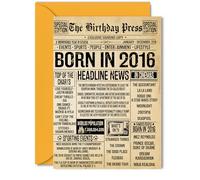Stuff4 Biglietto di auguri per il 9° compleanno per ragazzi e ragazze, con scritta The Birthday Press Newspapper, per figlia, fratello, cugino, nipote, sorella, 12,7 x 17,8 cm