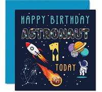 Stuff4 Biglietto di auguri per il primo compleanno per ragazzo astronauta spaziale cosmo - biglietto di auguri di compleanno per 1 anno ragazzo per la prima ragazza e ragazzi 145mm